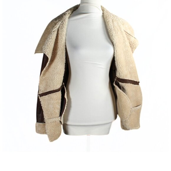 70s Rocker-Inspired Chocolate Brown Sherpa Jacket Penny Lane & Daisy Jones - Picture 3 of 13
